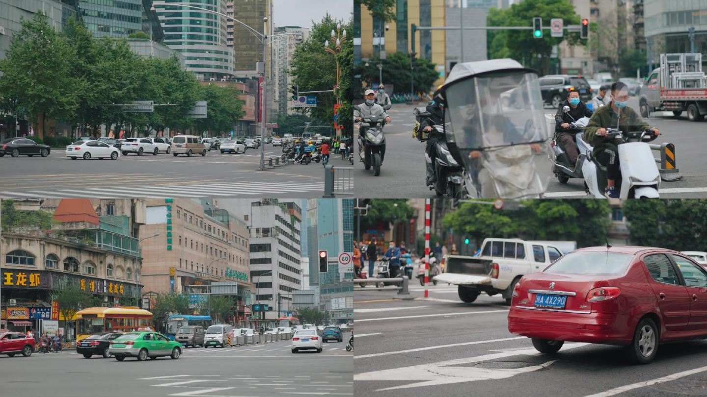 街头汽车行人川流不息