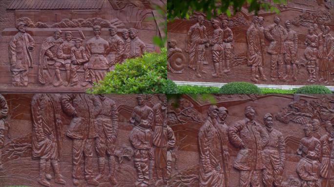 扎西纪念馆外面浮雕石雕特写A023