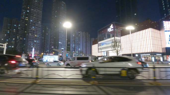 GH035288夜晚武汉建设大道车左空镜