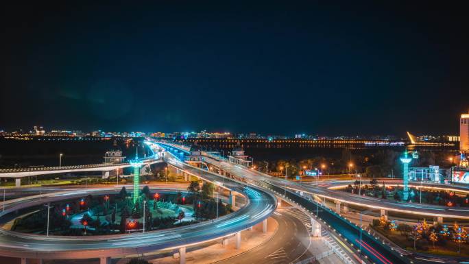 城市科技立交桥空镜