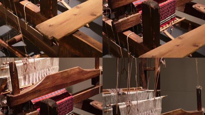 老式织布机飞梭纺车纺织 (2)