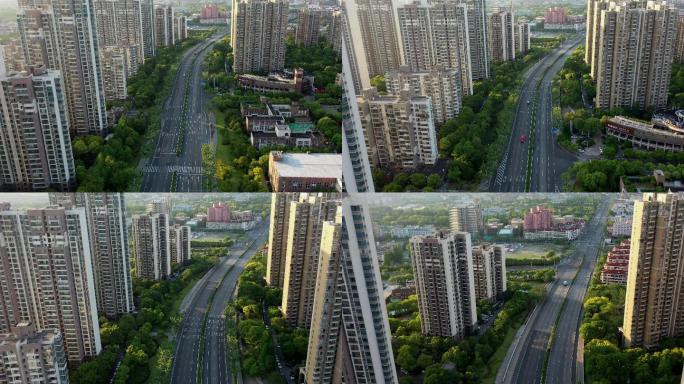 上海徐汇城市马路航拍