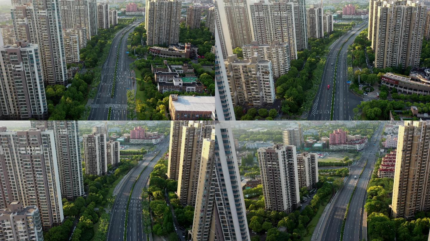 上海徐汇城市马路航拍