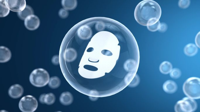 抽象人脸和透明水珠水球美容护肤动态视频