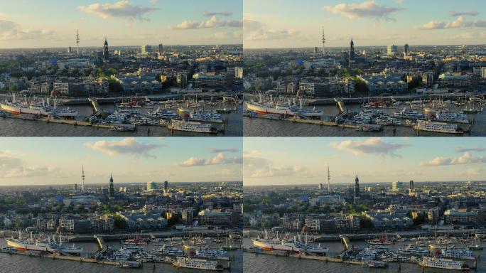 汉堡哈芬市鸟瞰图西欧西方国家风光