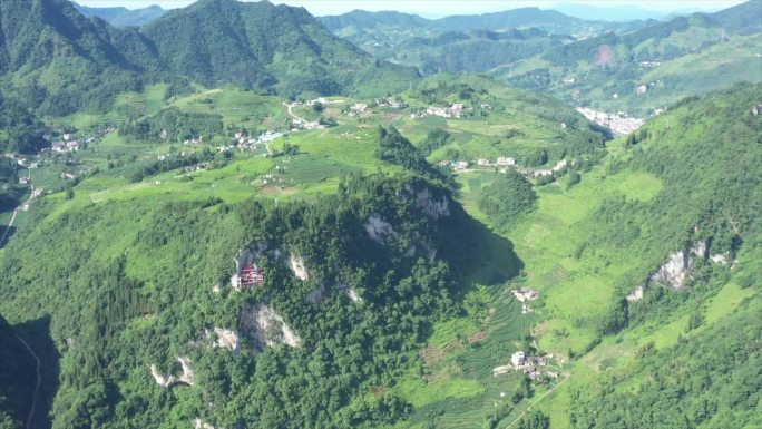 天台山溶洞外景山脉航拍A023