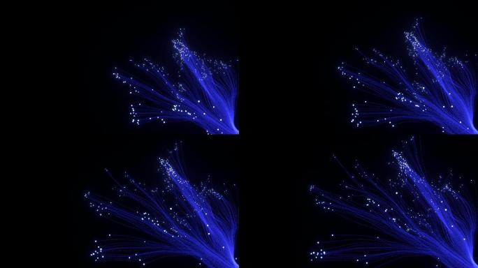 黑色背景蓝色发光粒子烟雾特效创意动态视频