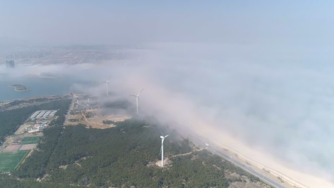 航拍风车海岸