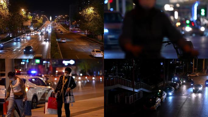 4K北京都市夜景 行人车流街景 夜晚街头