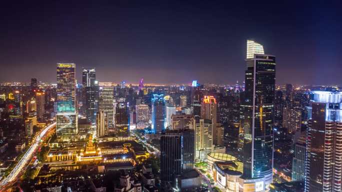 上海夜景交通航拍延时