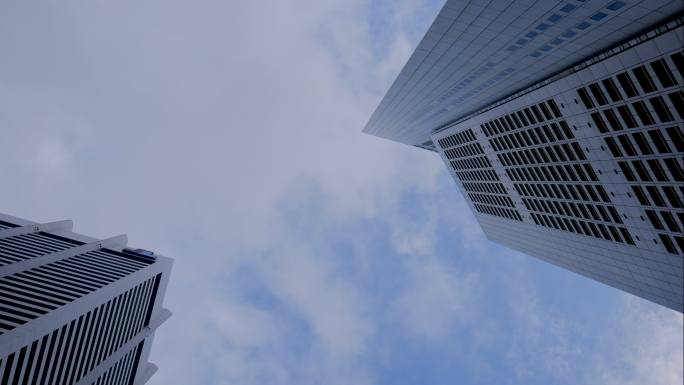 摩天大楼、金融区、新加坡城、timelapse
