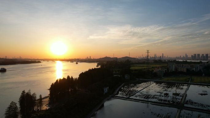 中国广州的城市景观俯瞰图