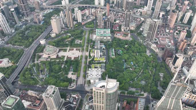 4K原素材-航拍上海空城，人民广场