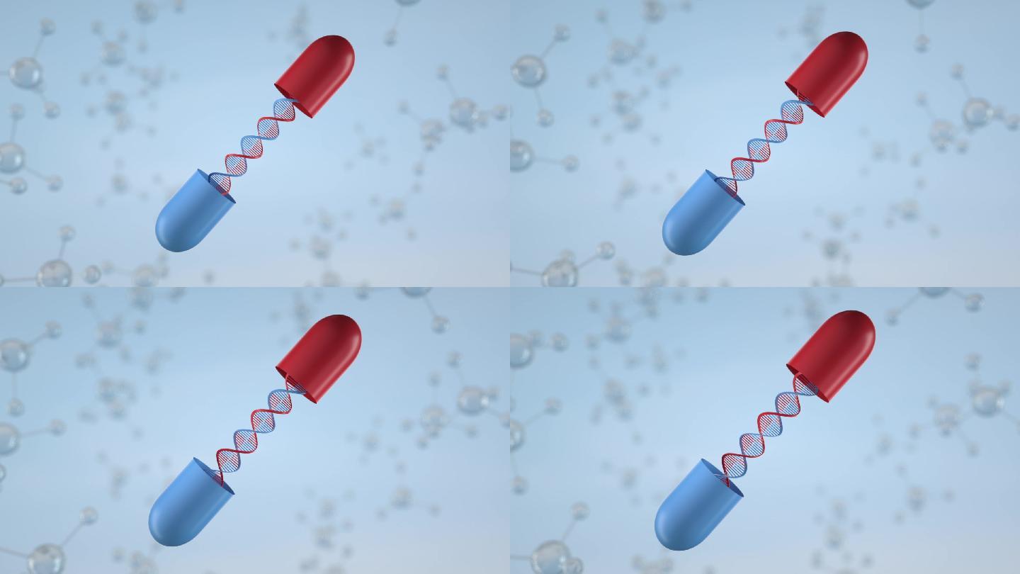 抽象胶囊双螺旋DNA分子链创意动态视频