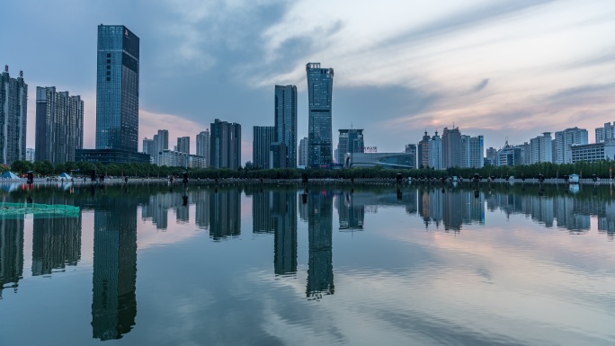 延时摄影洛阳市洛龙区音乐喷泉夜景