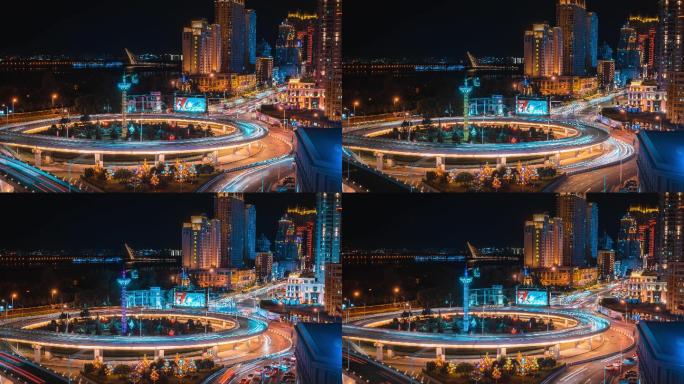 城市科技立交桥空镜