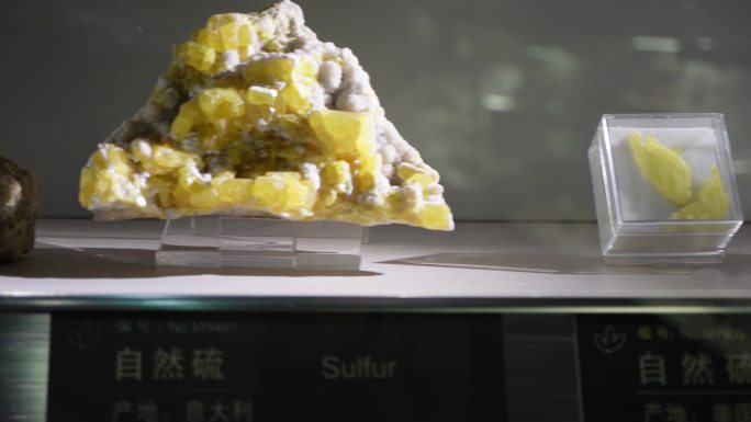 晶石矿石矿产样本孔雀石硫磺 (6)