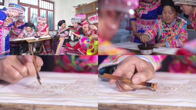 苗族民族文化一起蜡染手工缝制衣服A023