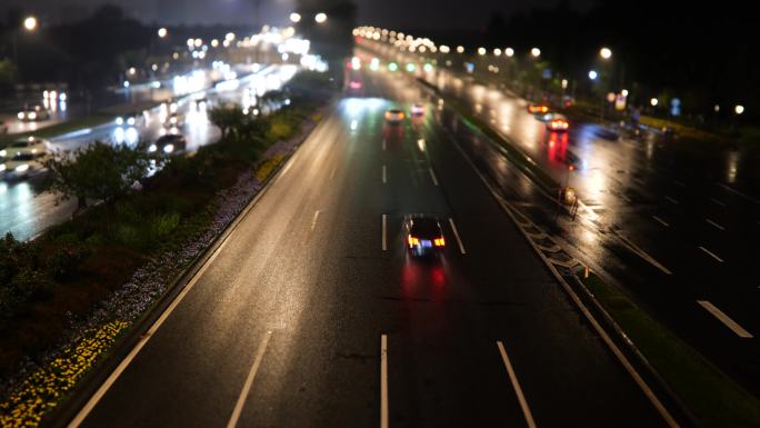 夜晚城市主干道移轴延时3