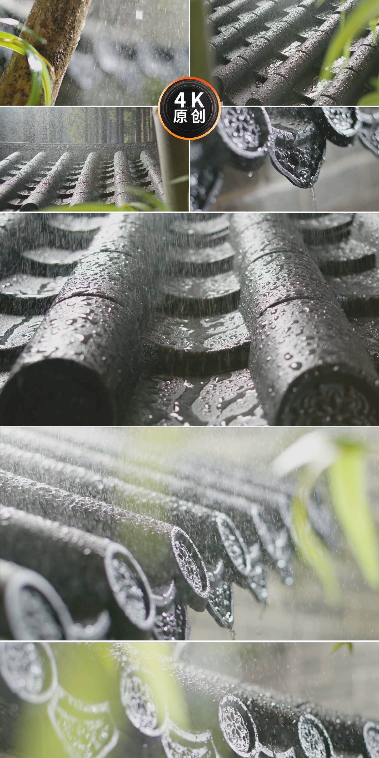 屋檐下雨江南古建筑意境春季