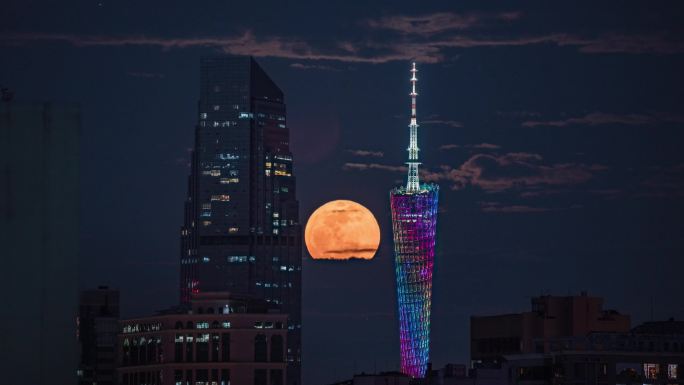 【4K商用】广州塔超级月亮延时二