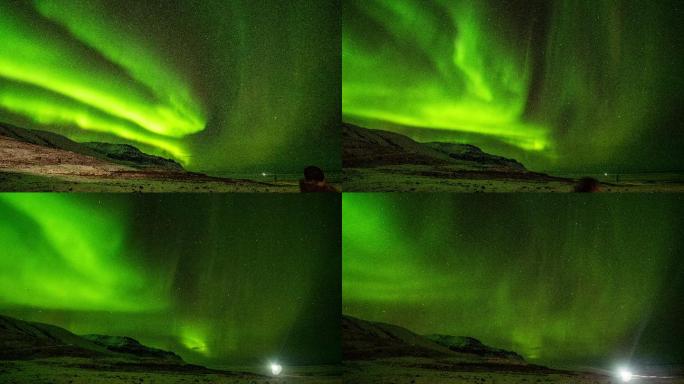 北欧冰岛极光延时摄影