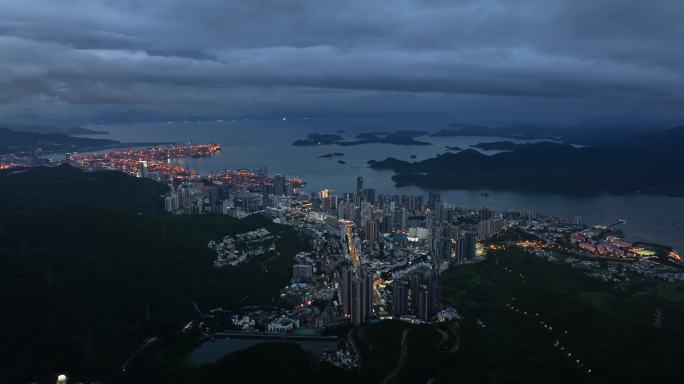 【正版素材】深圳盐田航拍夜景0227-C