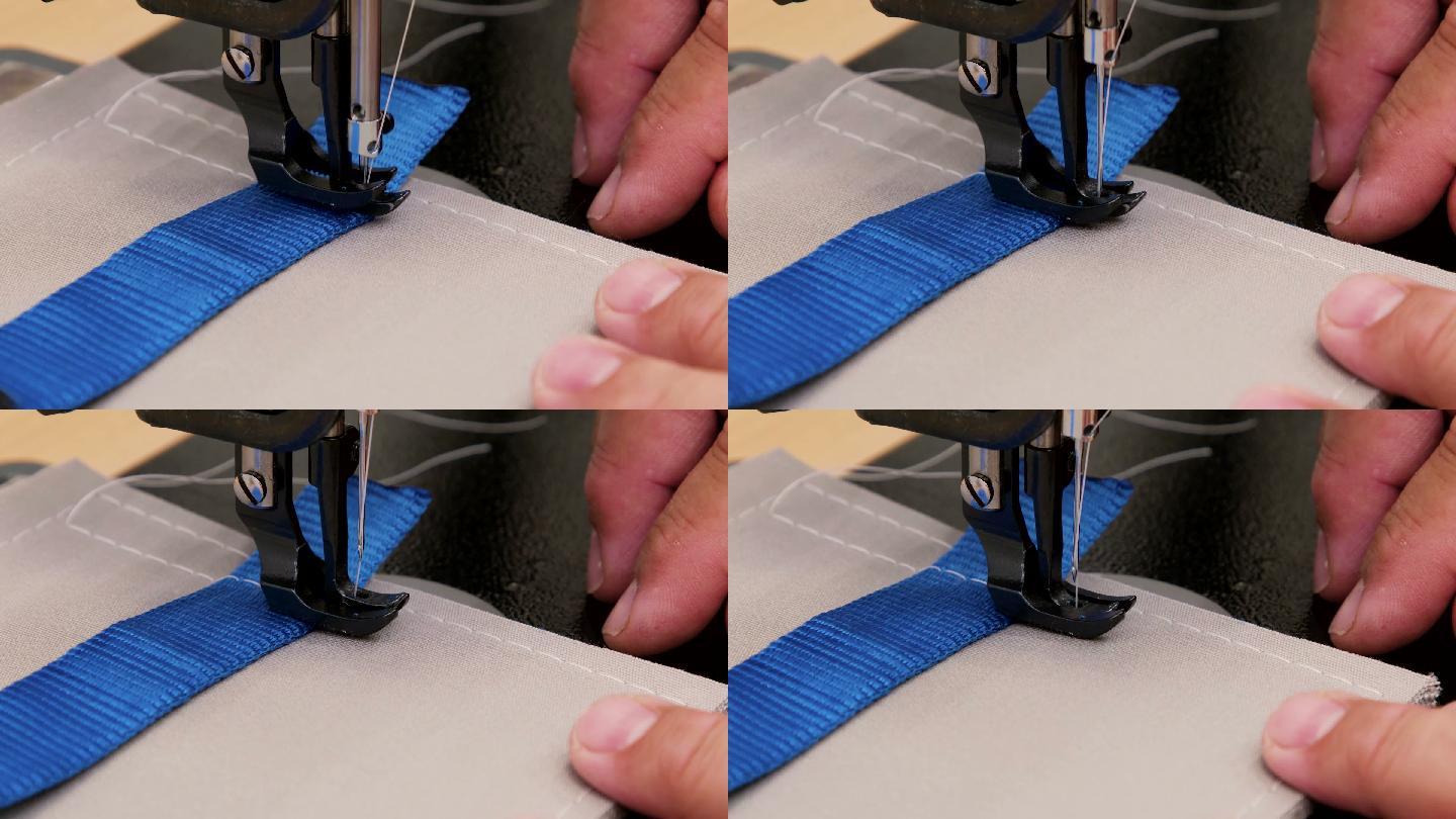 自动工业缝纫机，用于按数字图案进行缝纫。现代纺织工业。股票视频股票视频