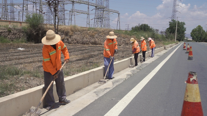 公路养护实拍特写 农村公路成组镜头