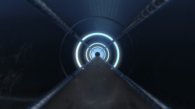 未来科幻小说隧道。发光的霓虹灯发光。抽象创意数字背景。现代彩色照明。