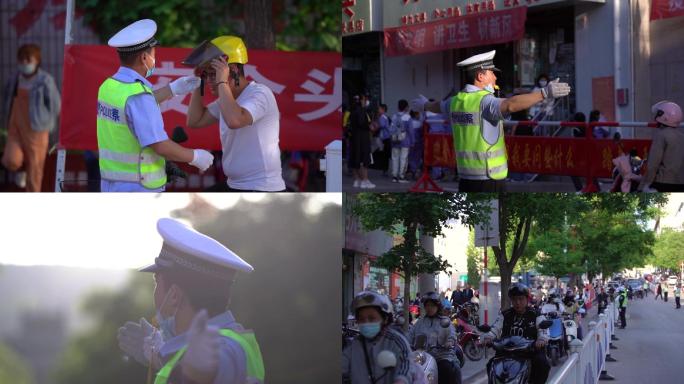 交警执勤 小孩放学 一盔一带