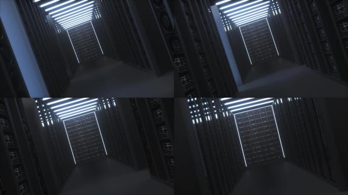 科幻感机柜 电脑 矩阵 动画 3D渲染
