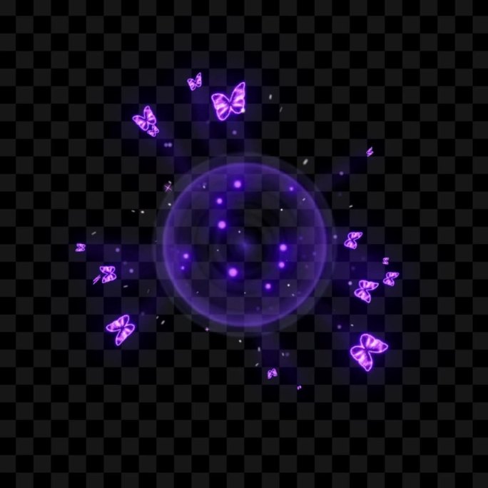 原创游戏点击蝴蝶特效爆炸按钮效果-紫
