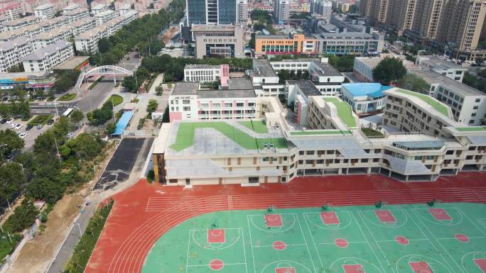 4K-航拍青岛即墨德馨小学即墨二十八中学