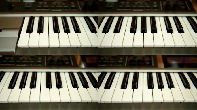 钢琴键盘实拍黑白键弹琴