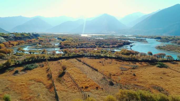 西藏尼洋河雅尼湿地航拍延时