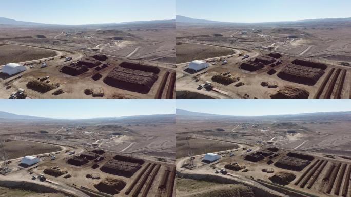 沙漠地区堆肥设施的空中拍摄