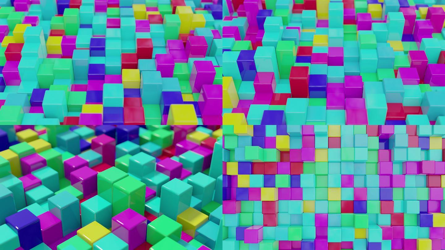 原创4K彩色方块跳动视频素材