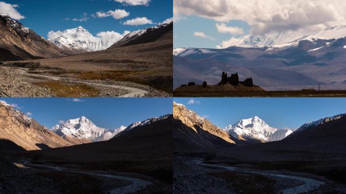 西藏珠穆朗玛峰多个角度原创延时
