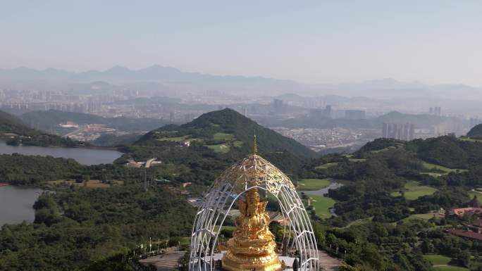 航拍深圳大华兴寺大师镜头组合