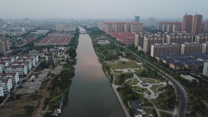 城市 建筑 河流 航拍 空镜A006
