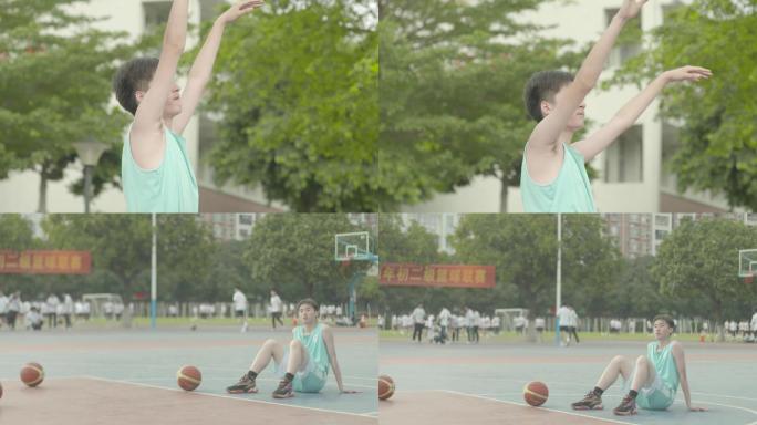 五四青年节学生练习篮球受挫难过失落负能量