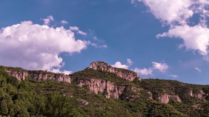 4K延时摄影山东济南南部山区山体蓝天白云