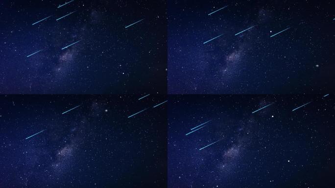 星空夜空流星雨背景视频4K