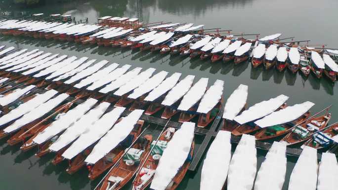 4K杭州西湖下雪航拍