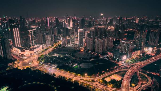 武汉范湖CBD青年路夜景天际线