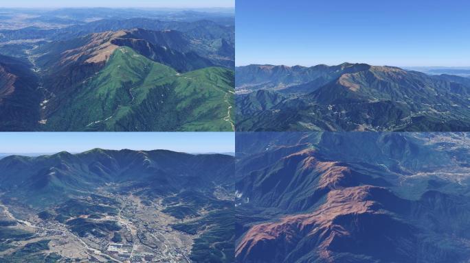 震撼从太空俯冲山脉鸟瞰武功山3d动画