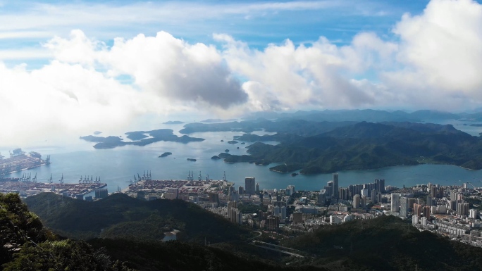 盐田港沙头角梧桐山航拍大景4K