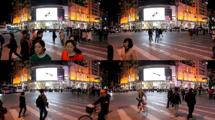 查纳，北京王府井大街上的人们步行时间流逝