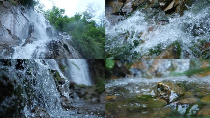 山间瀑布 溪流 流水 泉水 水珠A015